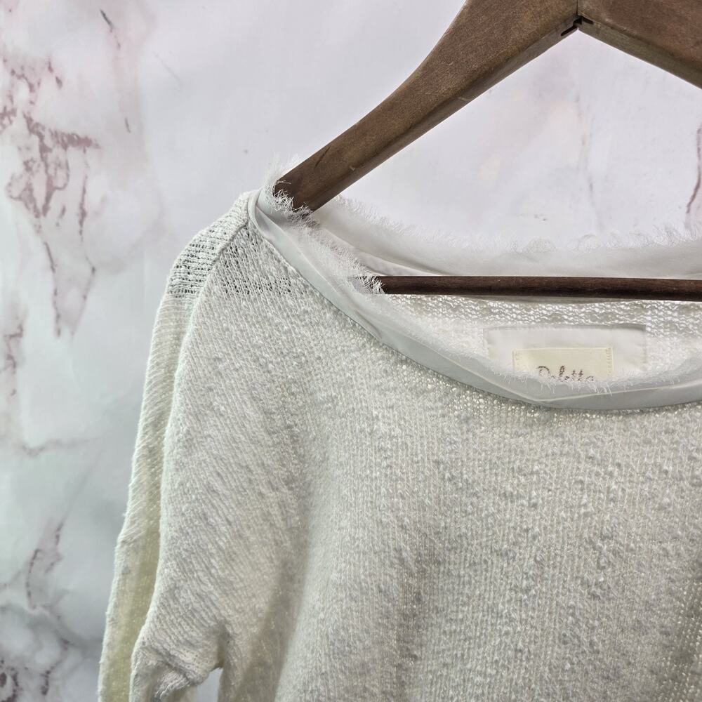 Anthropologie Sweater Womens Small White Cream Blouse Layered Long Sleeve - Picture 2 of 11